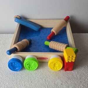 Melissa & Doug Kids Wooden Dough Tool Set - Blue/Green/Yellow